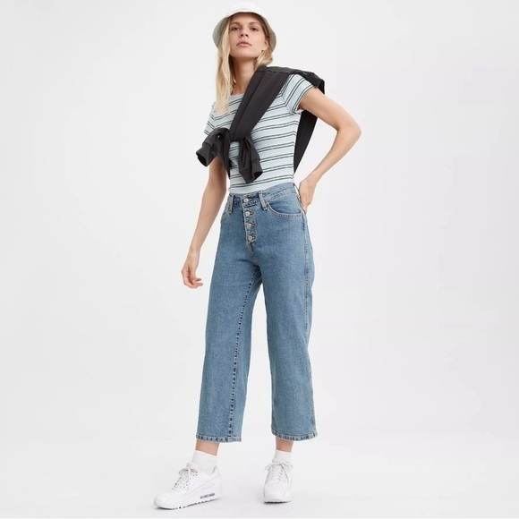 LEVIS MILE HIGH WIDE LEG WOMEN'S JEANS SIZE 28 medium wash - Picture 2 of 9